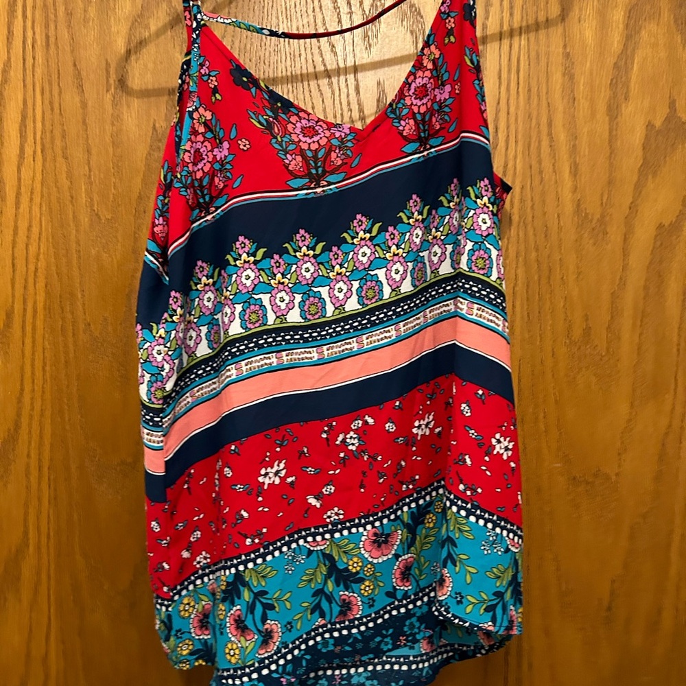 Maurices Red and Blue Graphic Tank Top